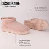imageCUSHIONAIRE Womens Hip 2 Genuine Suede Ankle Snow Boots  PullOn with Cozy Faux Shearling Lining Memory FoamPink Genuine Suede
