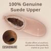 imageCUSHIONAIRE Womens Hip 2 Genuine Suede Ankle Snow Boots  PullOn with Cozy Faux Shearling Lining Memory FoamPink Genuine Suede