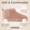 imageCUSHIONAIRE Womens Hip 2 Genuine Suede Ankle Snow Boots  PullOn with Cozy Faux Shearling Lining Memory FoamPink Genuine Suede