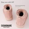 imageCUSHIONAIRE Womens Hip 2 Genuine Suede Ankle Snow Boots  PullOn with Cozy Faux Shearling Lining Memory FoamPink Genuine Suede