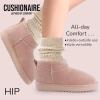 imageCUSHIONAIRE Womens Hip 2 Genuine Suede Ankle Snow Boots  PullOn with Cozy Faux Shearling Lining Memory FoamPink Genuine Suede
