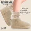 imageCUSHIONAIRE Womens Hip 2 Genuine Suede Ankle Snow Boots  PullOn with Cozy Faux Shearling Lining Memory FoamSand Genuine Suede