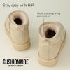 imageCUSHIONAIRE Womens Hip 2 Genuine Suede Ankle Snow Boots  PullOn with Cozy Faux Shearling Lining Memory FoamSand Genuine Suede