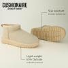 imageCUSHIONAIRE Womens Hip 2 Genuine Suede Ankle Snow Boots  PullOn with Cozy Faux Shearling Lining Memory FoamSand Genuine Suede