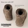 imageCUSHIONAIRE Womens Hip 2 Genuine Suede Ankle Snow Boots  PullOn with Cozy Faux Shearling Lining Memory FoamTaupe Genuine Suede