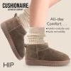 imageCUSHIONAIRE Womens Hip 2 Genuine Suede Ankle Snow Boots  PullOn with Cozy Faux Shearling Lining Memory FoamTaupe Genuine Suede