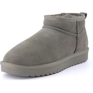 imageCUSHIONAIRE Womens Hip 2 Genuine Suede Ankle Snow Boots  PullOn with Cozy Faux Shearling Lining Memory FoamGrey Genuine Suede