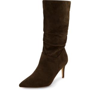 imageCUSHIONAIRE Womens Hip Slouchy Vegan Suede MidCalf Scrunch Boot with Pointed Toe Memory Foam ampamp 3Inch Heel  Wide Widths AvailableOlive